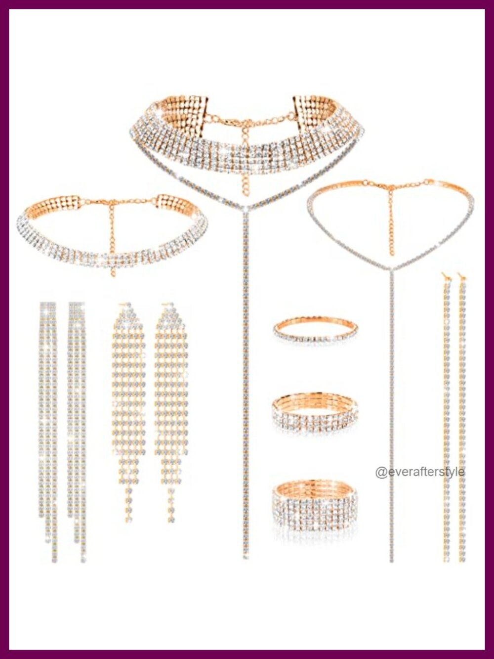 Hicarer 9 Pc Rhinestone Jewelry Set Halloween Costume Accessories
